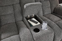 Foreside Charcoal Reclining Loveseat w/Console