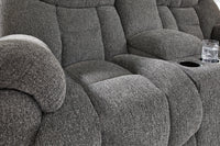 Foreside Charcoal Reclining Loveseat w/Console