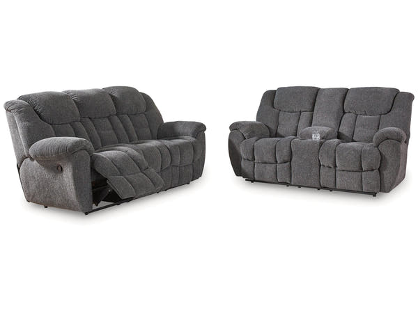 Foreside Charcoal Reclining Sofa and Loveseat