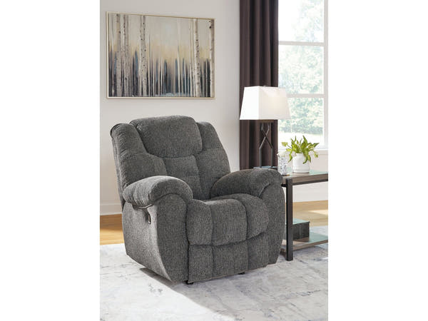 Foreside Charcoal Reclining Sofa, Loveseat and Recliner