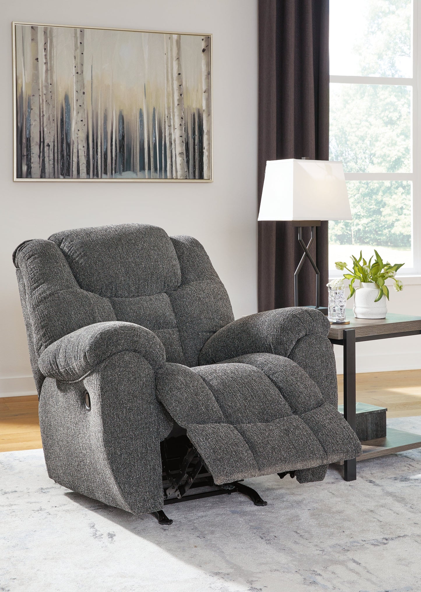 Foreside Charcoal Rocker Recliner