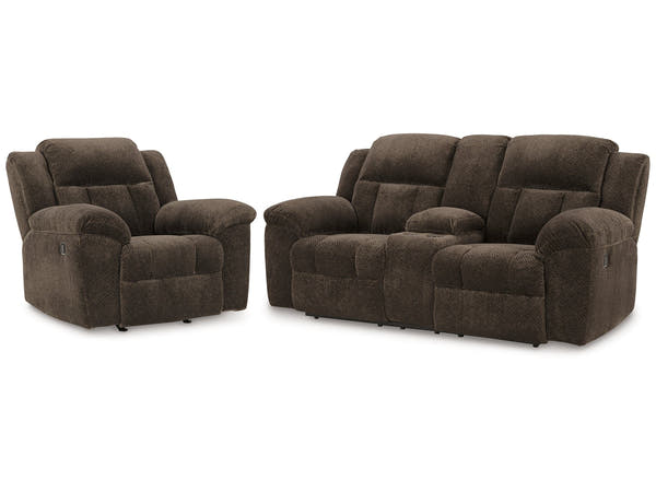 Frohn Chocolate Reclining Loveseat and Recliner