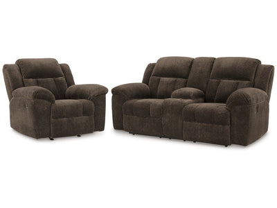 Frohn Chocolate Reclining Loveseat and Recliner