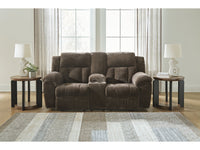Frohn Chocolate Reclining Loveseat w/Console