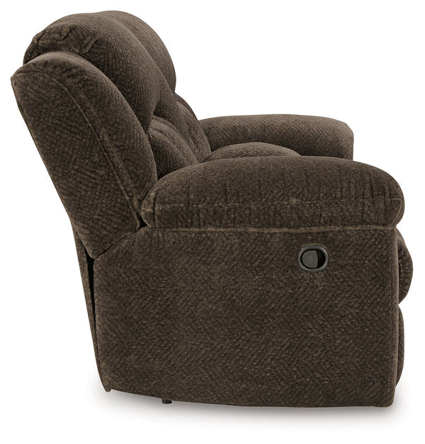 Frohn Chocolate Reclining Loveseat w/Console