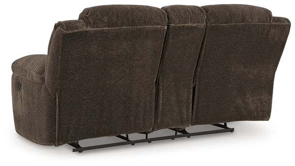 Frohn Chocolate Reclining Loveseat w/Console