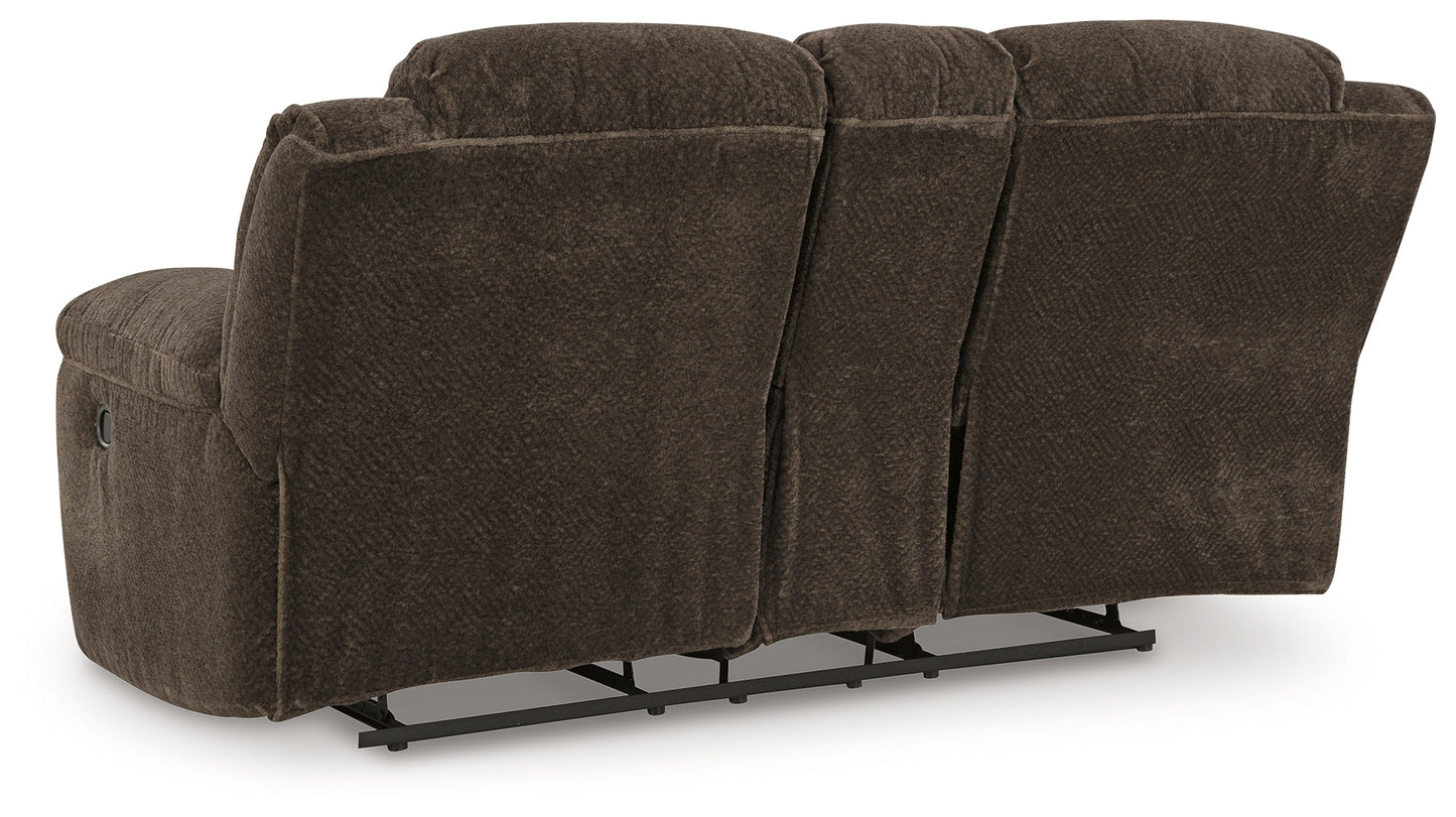 Frohn Chocolate Reclining Loveseat w/Console
