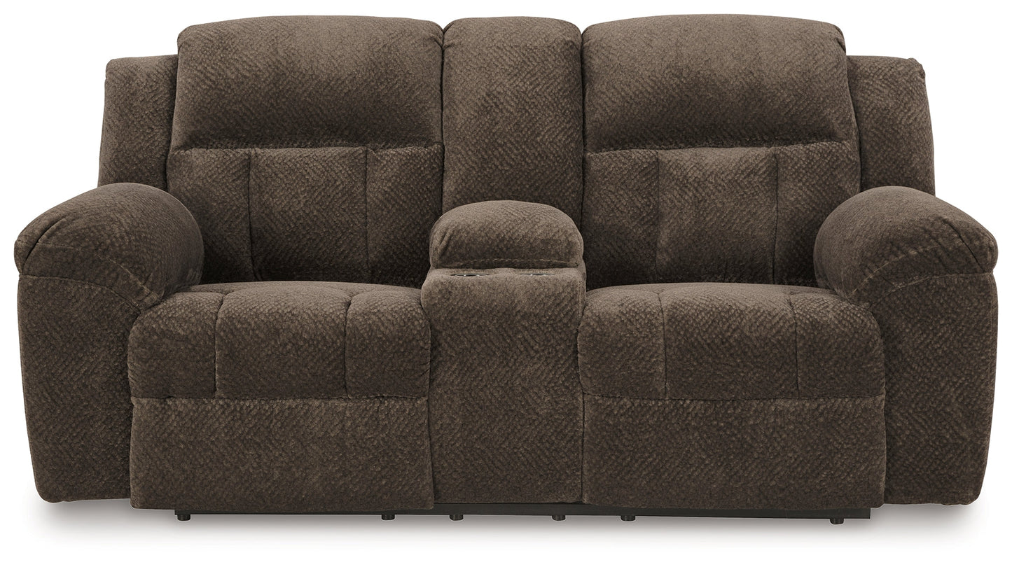 Frohn Chocolate Reclining Sofa and Loveseat