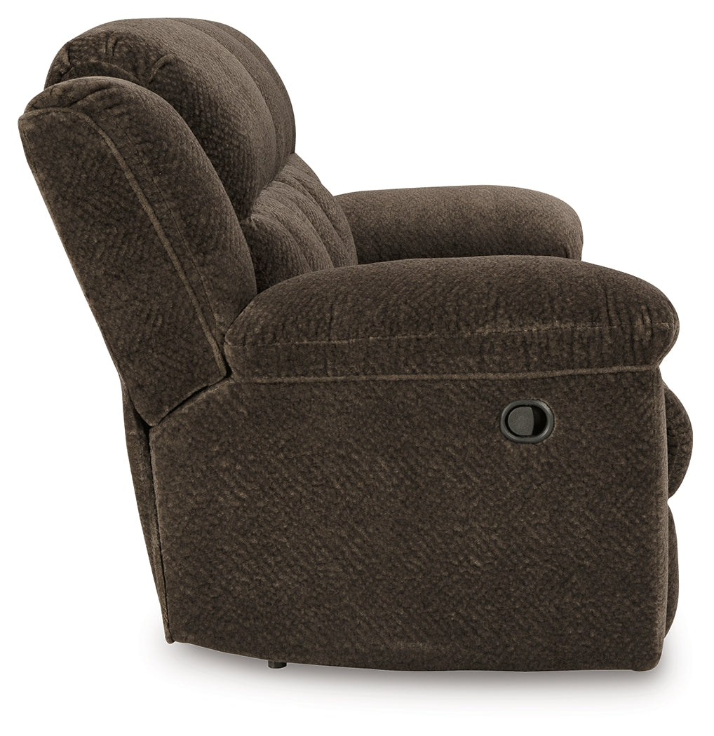 Frohn Chocolate Reclining Sofa, Loveseat and Recliner
