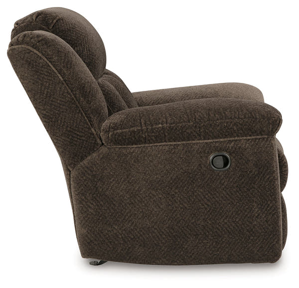 Frohn Chocolate Reclining Sofa, Loveseat and Recliner