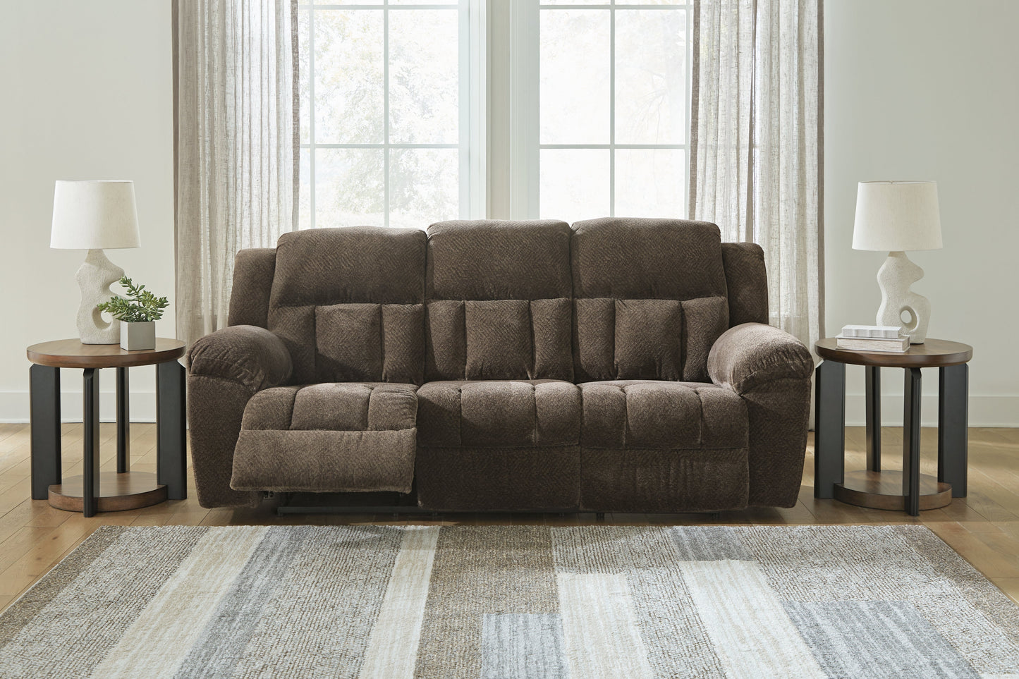 Frohn Chocolate Reclining Sofa, Loveseat and Recliner
