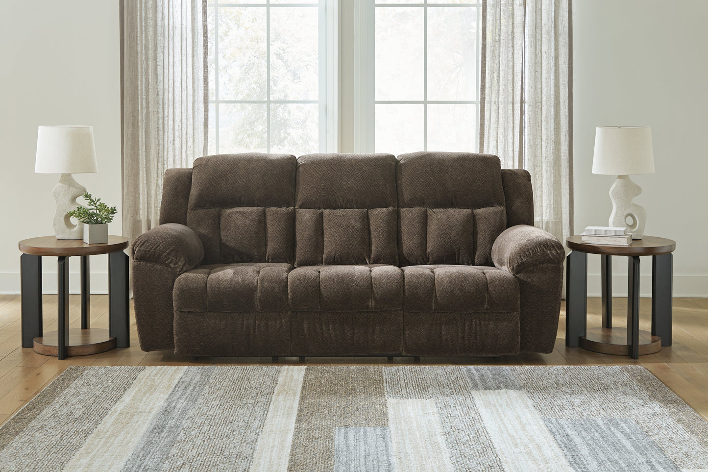 Frohn Chocolate Reclining Sofa, Loveseat and Recliner