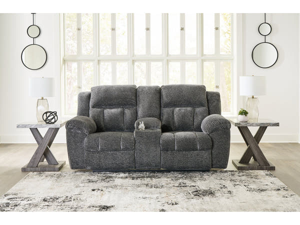 Frohn Graphite Reclining Loveseat w/Console