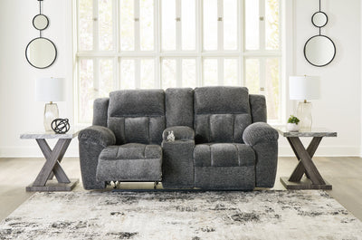 Frohn Graphite Reclining Loveseat w/Console