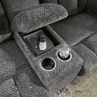 Frohn Graphite Reclining Loveseat w/Console