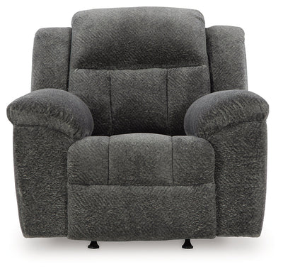 Frohn Graphite Reclining Loveseat with Console and 2 Recliners