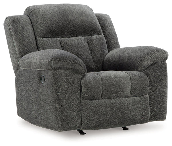 Frohn Graphite Reclining Loveseat with Console and 2 Recliners