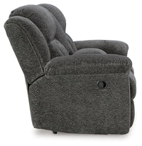 Frohn Graphite Reclining Loveseat with Console and 2 Recliners