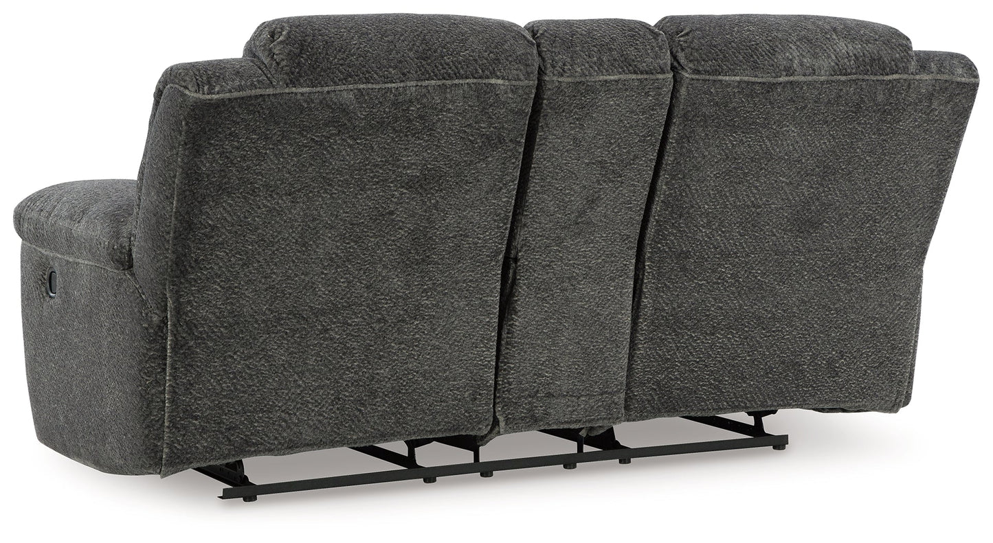 Frohn Graphite Reclining Loveseat with Console and 2 Recliners