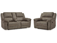 Laresview Fossil Reclining Loveseat and Oversized Recliner
