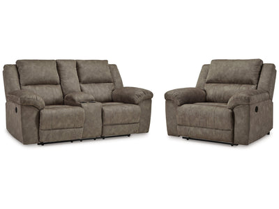 Laresview Fossil Reclining Loveseat and Oversized Recliner