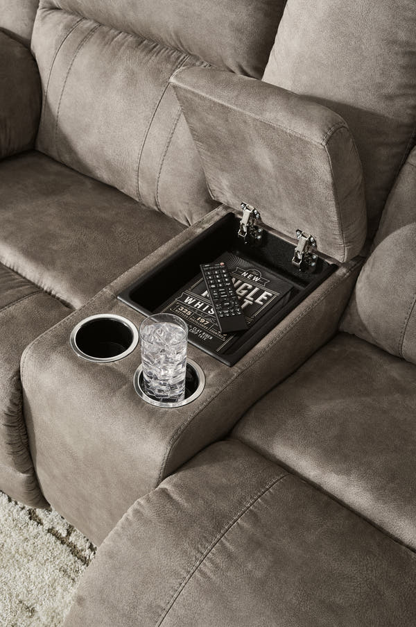 Laresview Fossil Reclining Loveseat w/Console