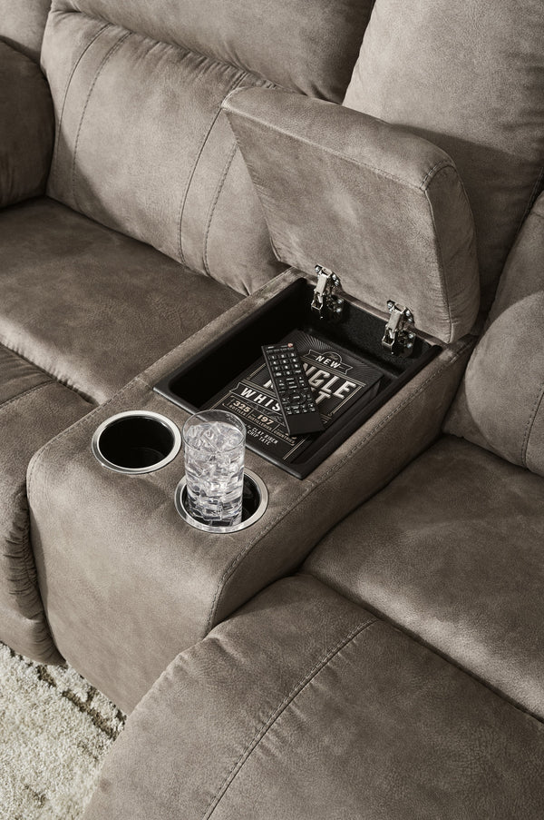 Laresview Fossil Reclining Loveseat w/Console