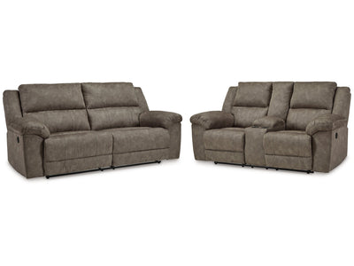 Laresview Fossil Reclining Sofa and Loveseat