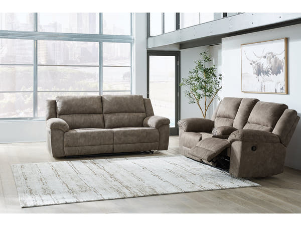 Laresview Fossil Reclining Sofa and Loveseat