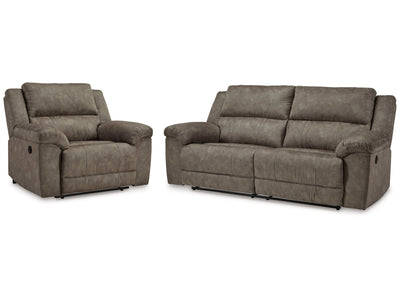 Laresview Fossil Reclining Sofa and Oversized Recliner