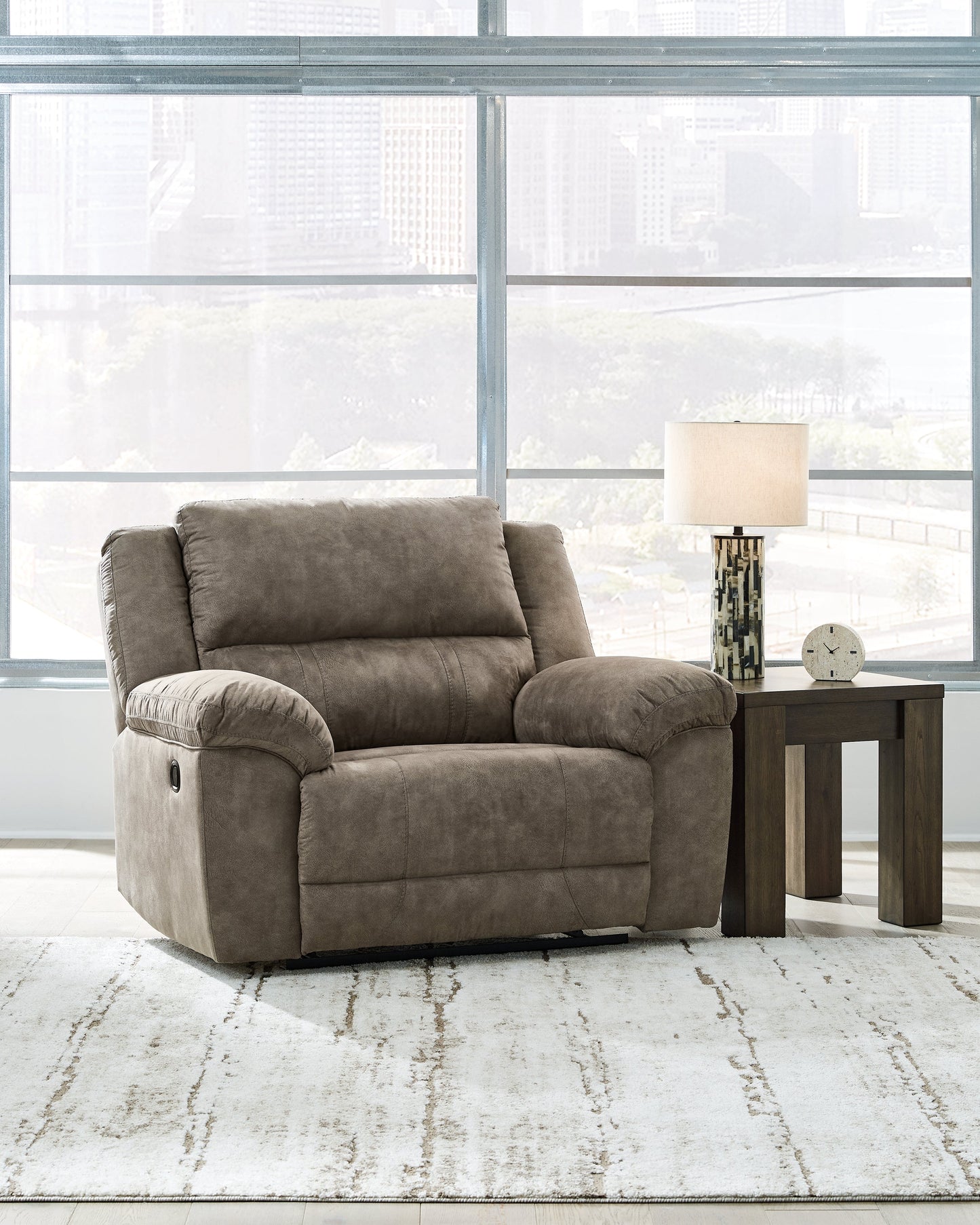 Laresview Fossil Reclining Sofa and Oversized Recliner
