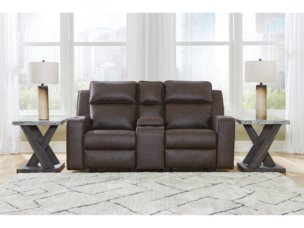 Lavenhorne Umber Reclining Loveseat with Console