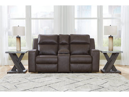 Lavenhorne Umber Reclining Loveseat with Console