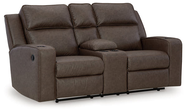 Lavenhorne Umber Reclining Loveseat with Console