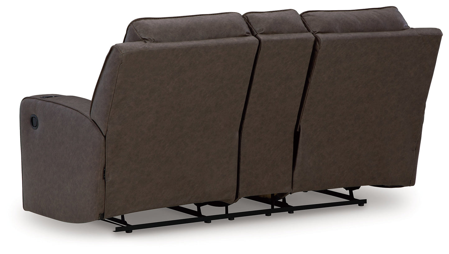 Lavenhorne Umber Reclining Loveseat with Console