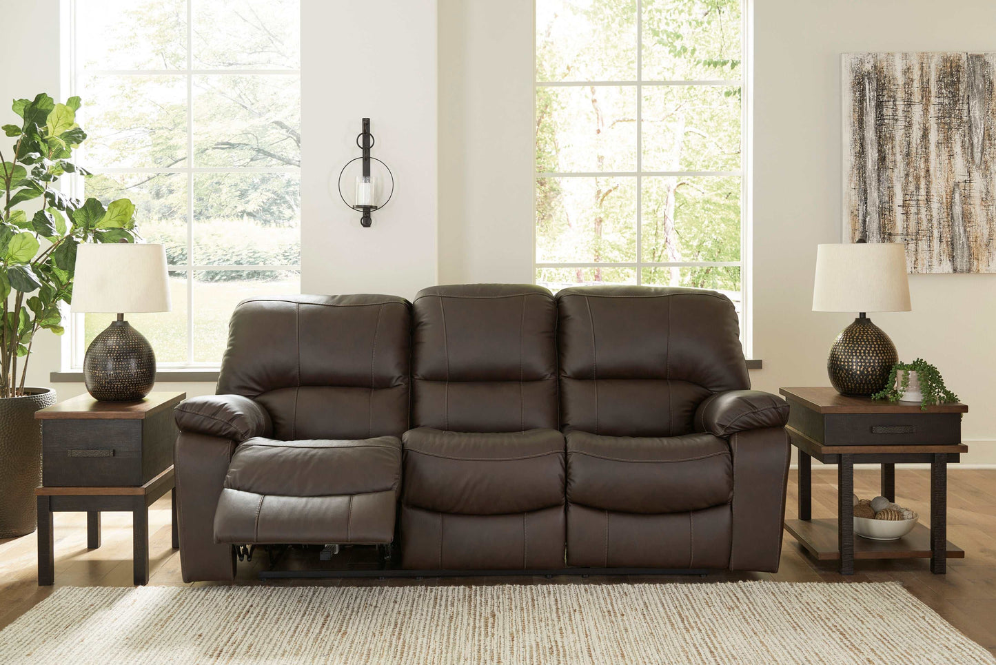 Leesworth Dark Brown Power Reclining Living Room Set / 2pc
