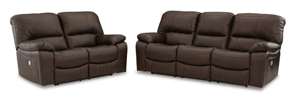 Leesworth Dark Brown Power Reclining Living Room Set / 2pc