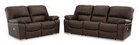 Leesworth Dark Brown Power Reclining Living Room Set / 2pc