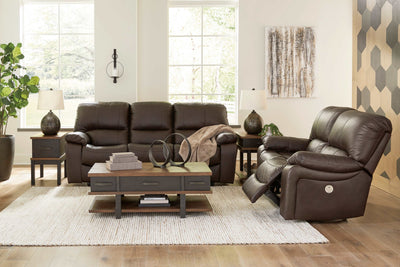 Leesworth Dark Brown Power Reclining Living Room Set / 2pc
