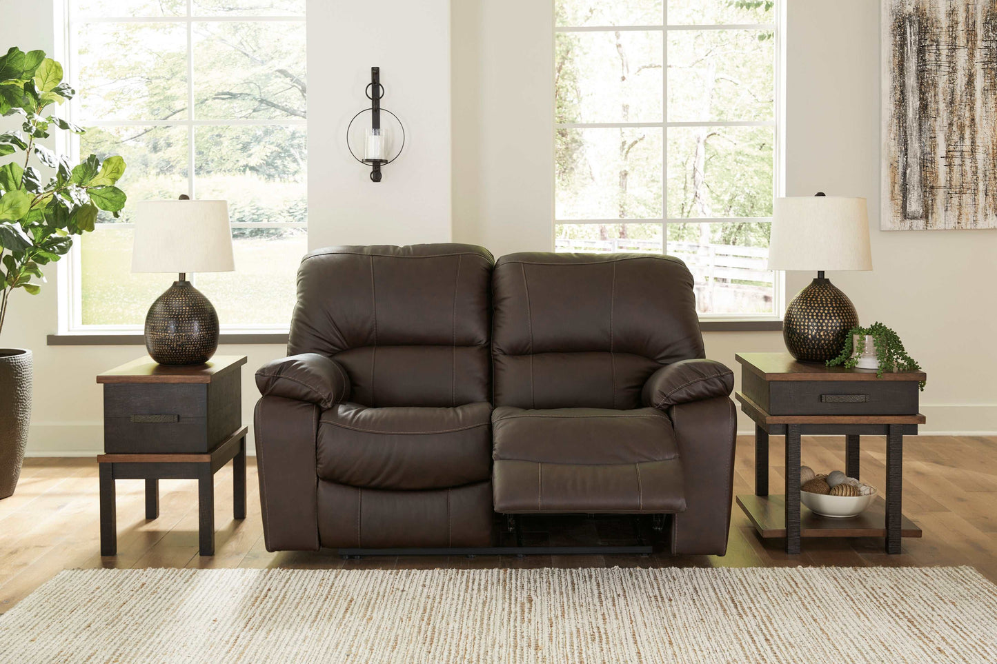 Leesworth Dark Brown Power Reclining Living Room Set / 2pc