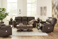 Leesworth Dark Brown Power Reclining Living Room Set / 3pc