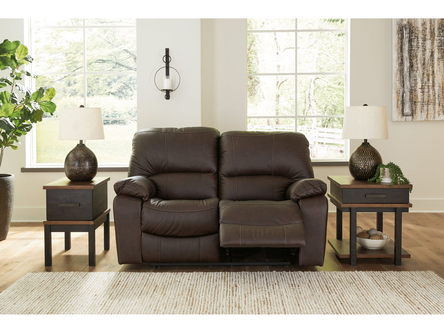 Leesworth Dark Brown Power Reclining Loveseat