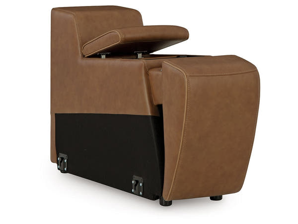 Magic Man Caramel 2-Piece Power Reclining Sectional Loveseat w/Console