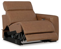 Magic Man Caramel 2-Piece Power Reclining Sectional Loveseat w/Console