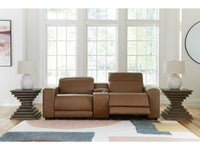 Magic Man Caramel 2-Piece Power Reclining Sectional Loveseat w/Console