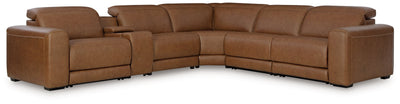 Magic Man Caramel 6-Piece Power Reclining Sectional with Console