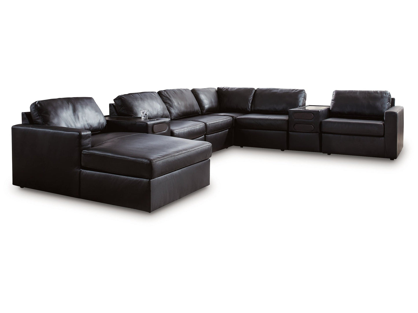 ModMax II Black 8-Piece Sectional with Left Chaise and Audio Consoles