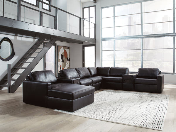 ModMax II Black 8-Piece Sectional with Left Chaise and Audio Consoles
