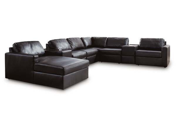 ModMax II Black 8-Piece Sectional with Left Chaise and Storage Consoles
