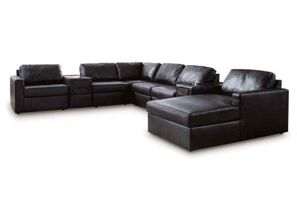 ModMax II Black 8-Piece Sectional with Right Chaise and Audio Consoles